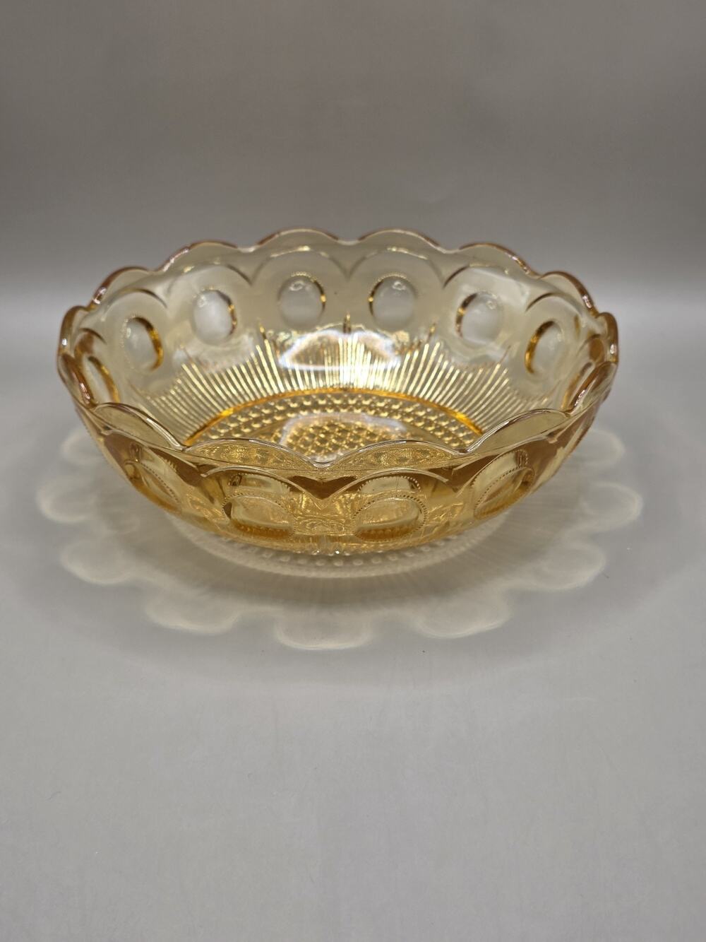 BARTLETT COLLINS Vintage Amber Serving Bowl Manhattan Bullseye / St. Genevieve